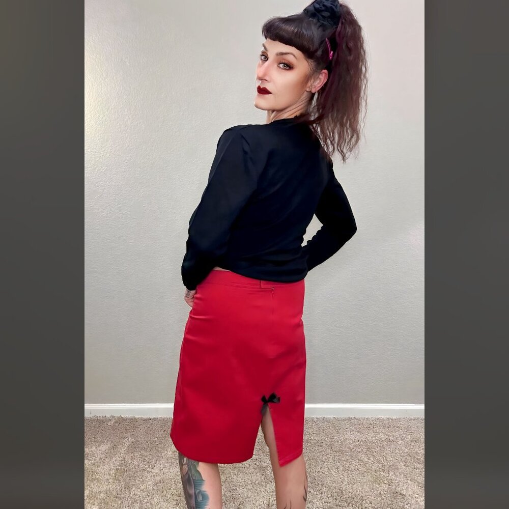 Sourpuss Red Anchor Pencil Skirt Nautical Retro 50s Rockabilly Pinup XL - Picture 7 of 11